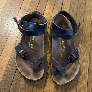 Birkenstock Dark Brown Leather Sandals
